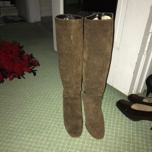 Brown Suede Knee-High Boots